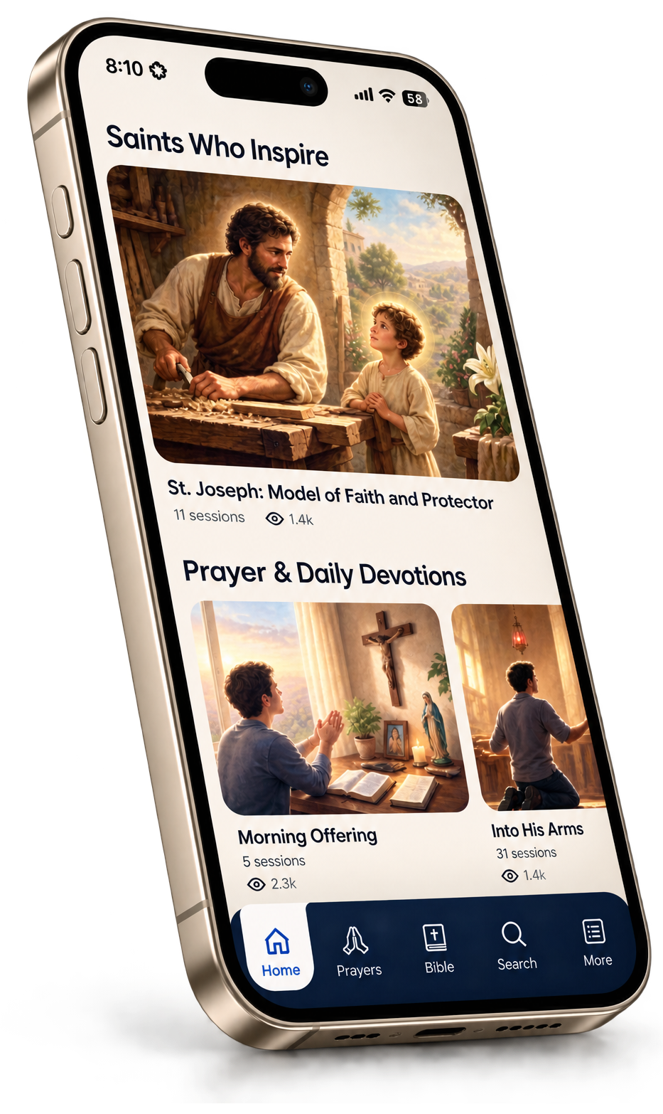 Santo Catholic App saints and devotions screen